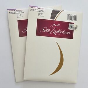 Vintage‎ 2 Hanes Silk Reflections NC Reinforced Toe Pantyhose AB Gentlebrown 716